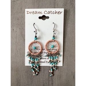 Dream Catcher Tan/Blue Earrings (NWT)